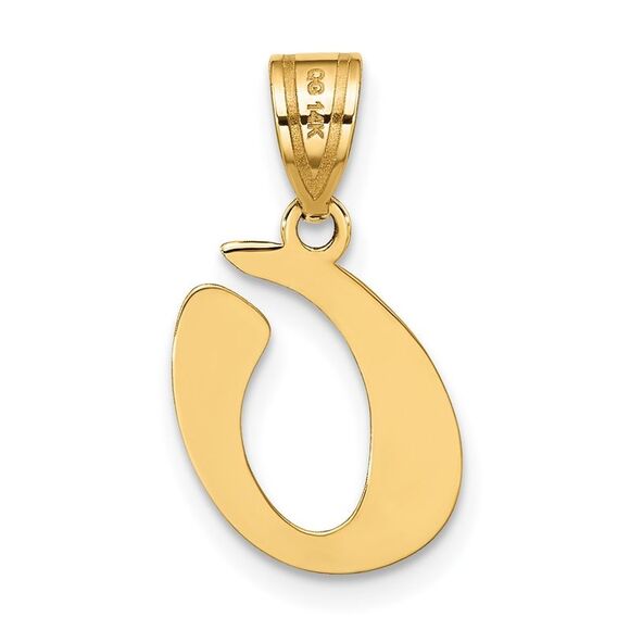 Kazi Luxury 14k Yellow Gold Polished Script Letter O Initial Pendant - Picture 3 of 4